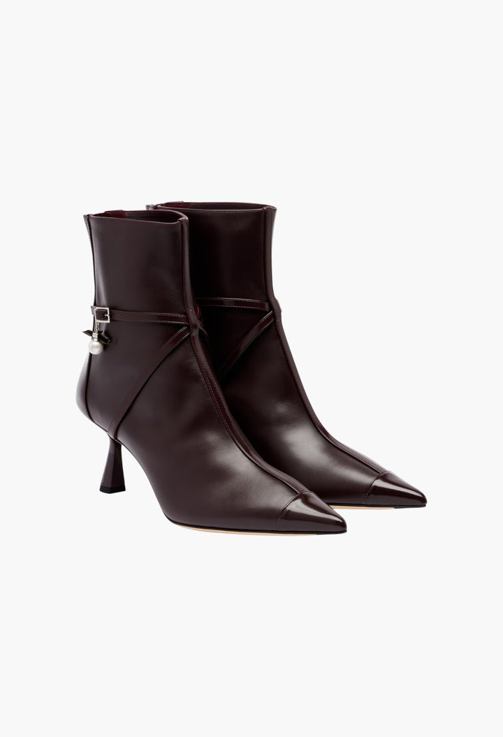 Burgundy - Aren 65 Leather Ankle Boots - GLAM MODA