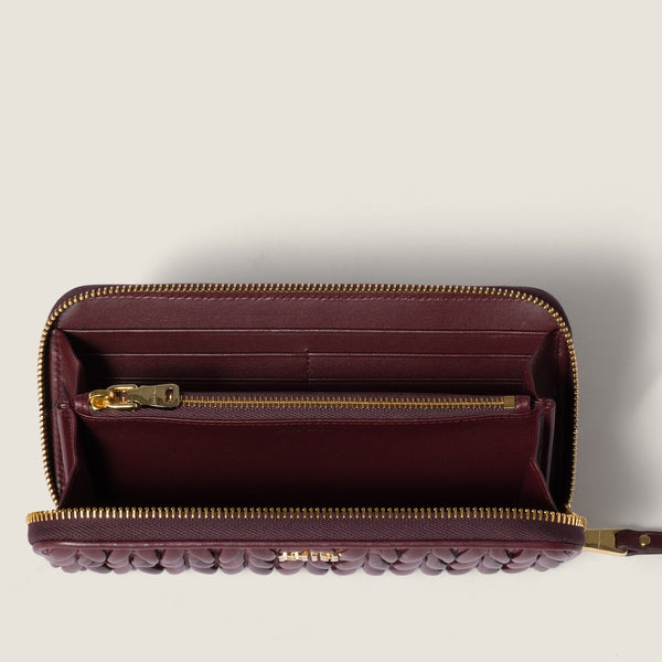 Burgundy - Large Matelassé Nappa Leather Wallet