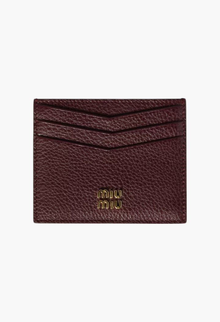 Burgundy - Leather Card Holder - GLAM MODA