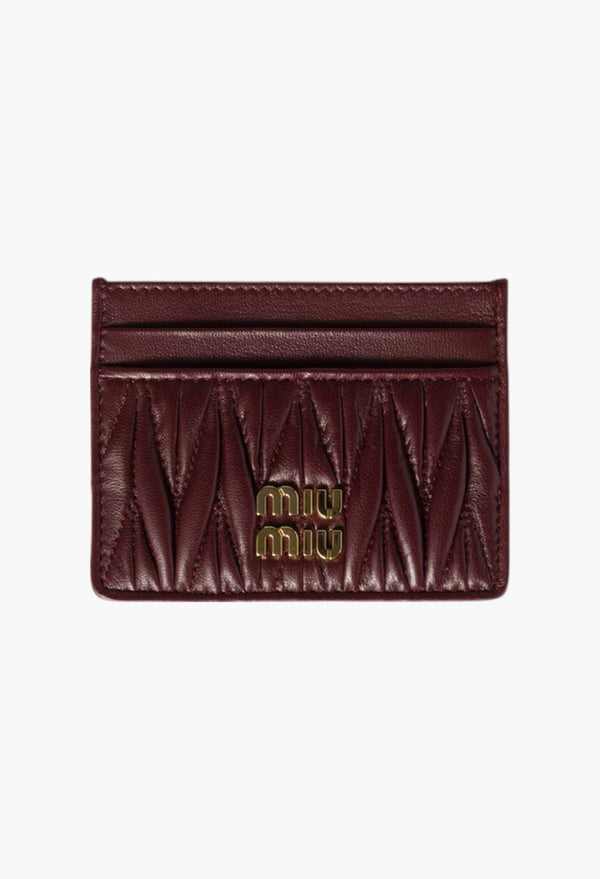 Burgundy - Matelassé Nappa Leather Card Holder