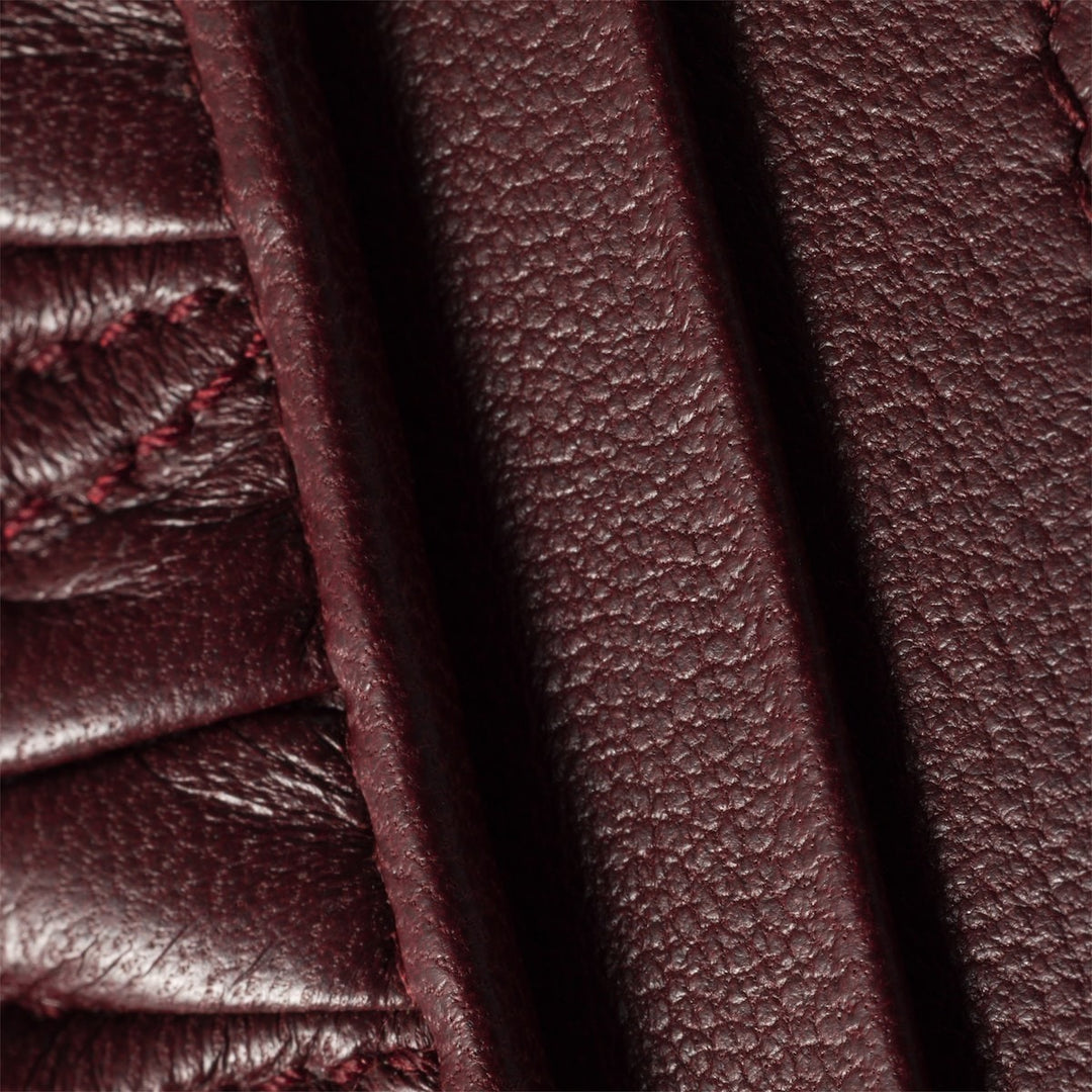 Burgundy - Matelassé Nappa Leather Card Holder - GLAM MODA