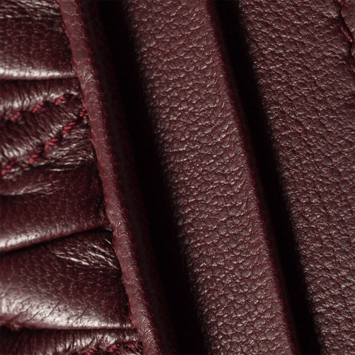 Burgundy - Matelassé Nappa Leather Card Holder - GLAM MODA