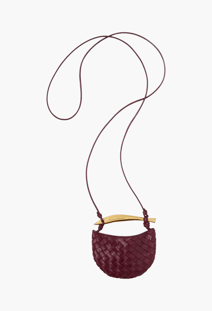 Burgundy - Miniature Sardine Bag in Intrecciato Leather - GLAM MODA