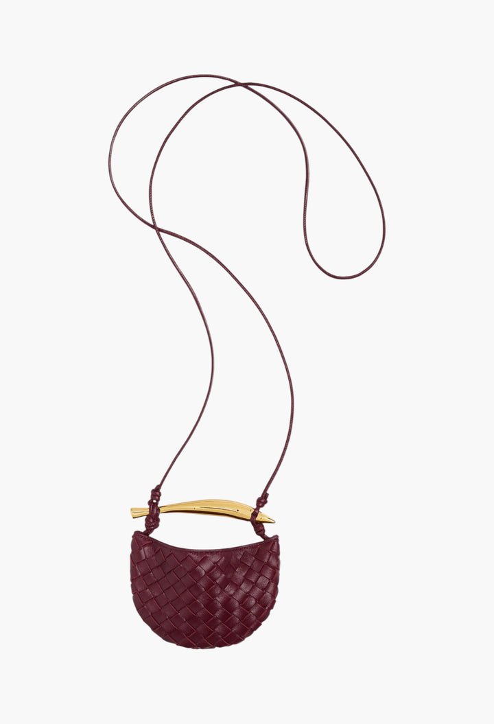 Burgundy - Miniature Sardine Bag in Intrecciato Leather - GLAM MODA