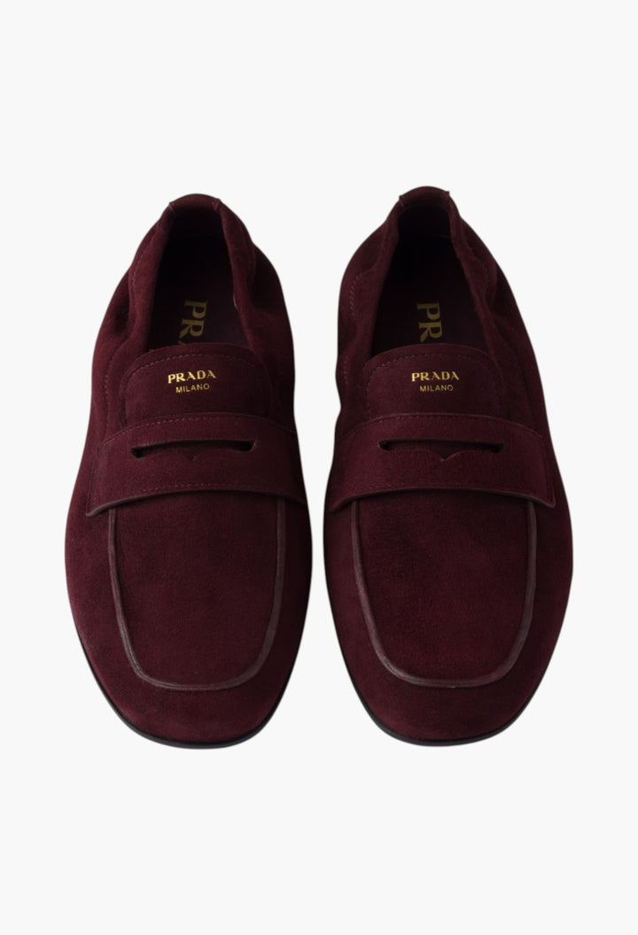 Burgundy - Shuffle Antiqued Suede Loafers - GLAM MODA