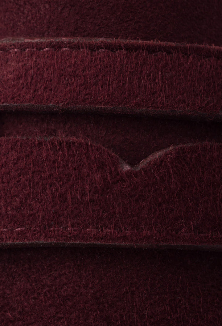 Burgundy - Shuffle Antiqued Suede Loafers - GLAM MODA
