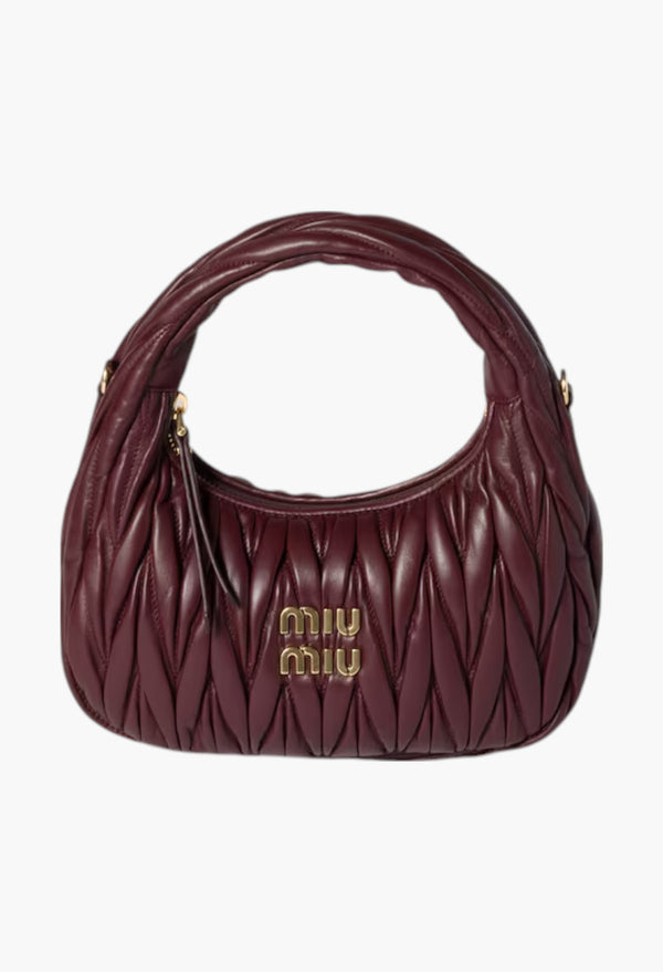 Burgundy Small - Wander Matelassé Nappa Leather Hobo Bag