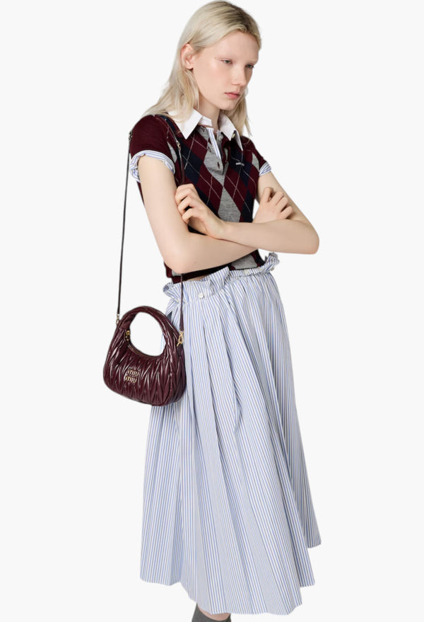Burgundy Small - Wander Matelassé Nappa Leather Hobo Bag