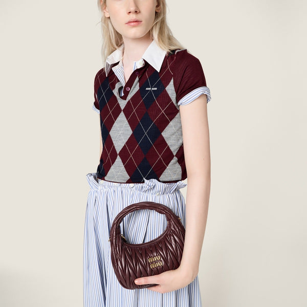Burgundy Small - Wander Matelassé Nappa Leather Hobo Bag