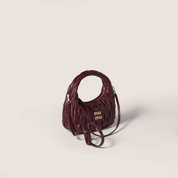 Burgundy Small - Wander Matelassé Nappa Leather Hobo Bag