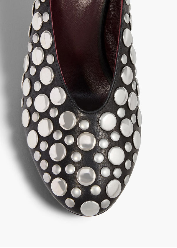 Cloak Wedge - Black Leather with Silver Studs