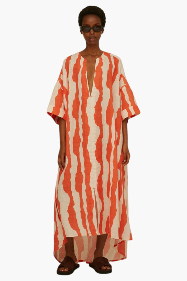 Calima Tangelo Linen Dress