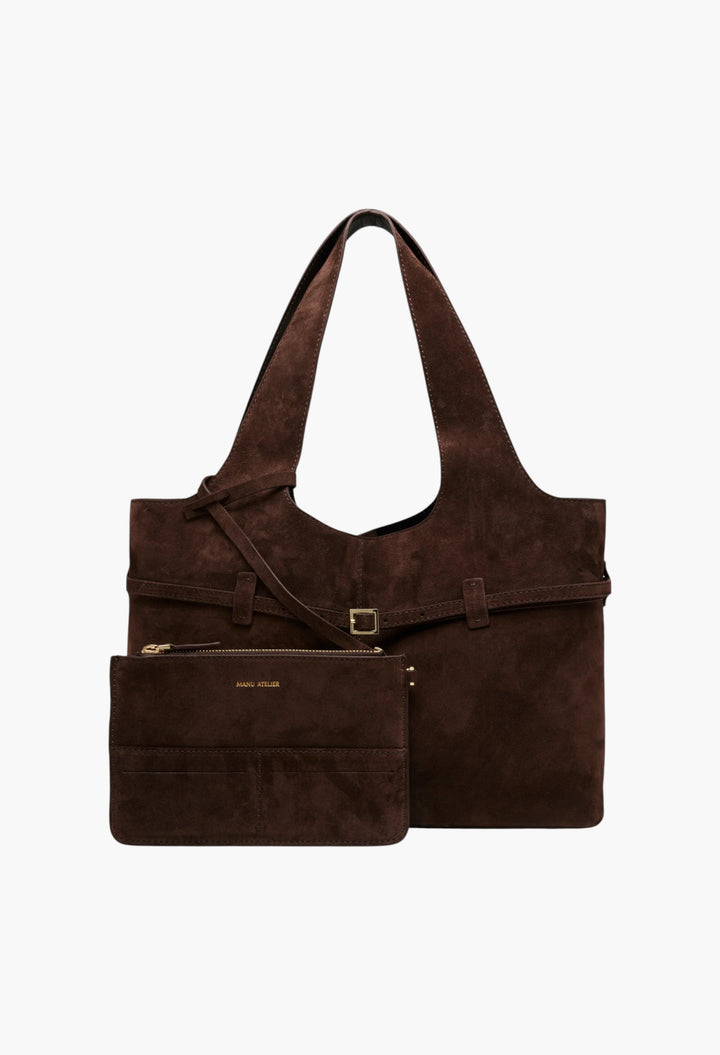 Cambon Cabas Deep Brown Suede - GLAM MODA