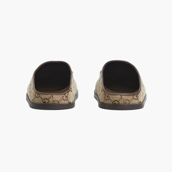 Camel And Dark Brown GG Canvas - Women's Mule With Horsebit