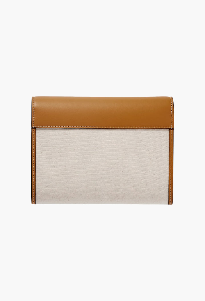 Camel - Canvas And Leather Clutch - GLAM MODA