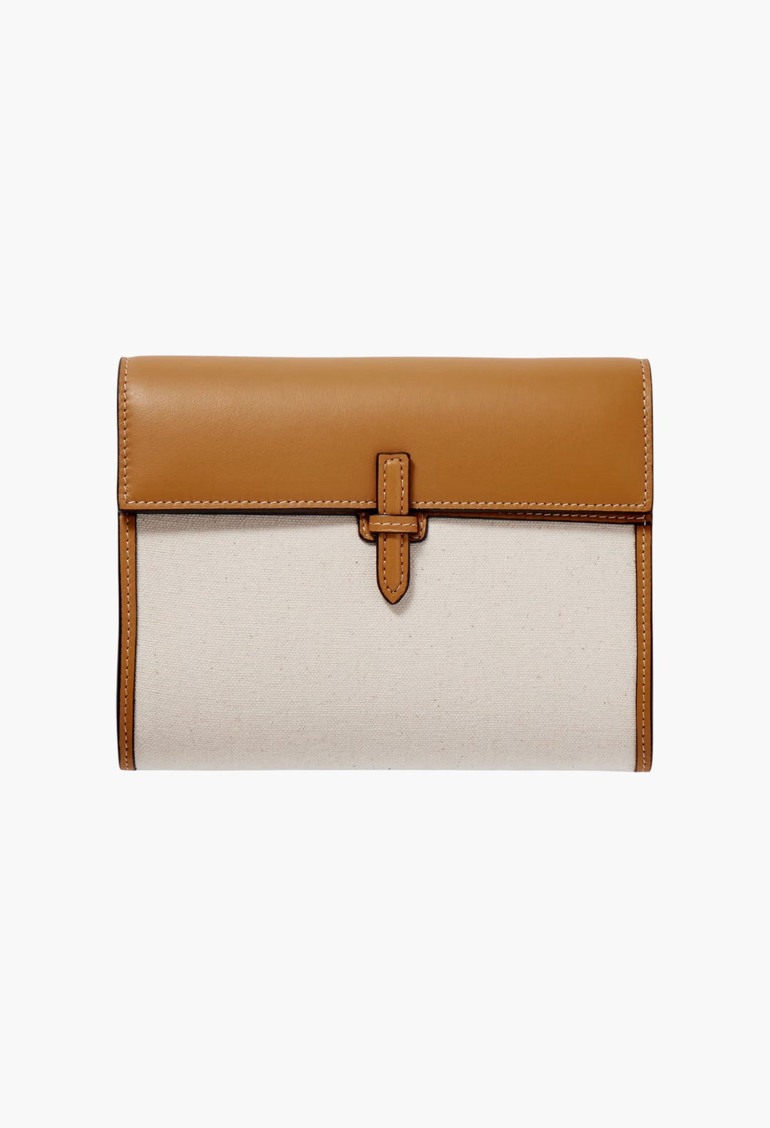 Camel - Canvas And Leather Clutch - GLAM MODA