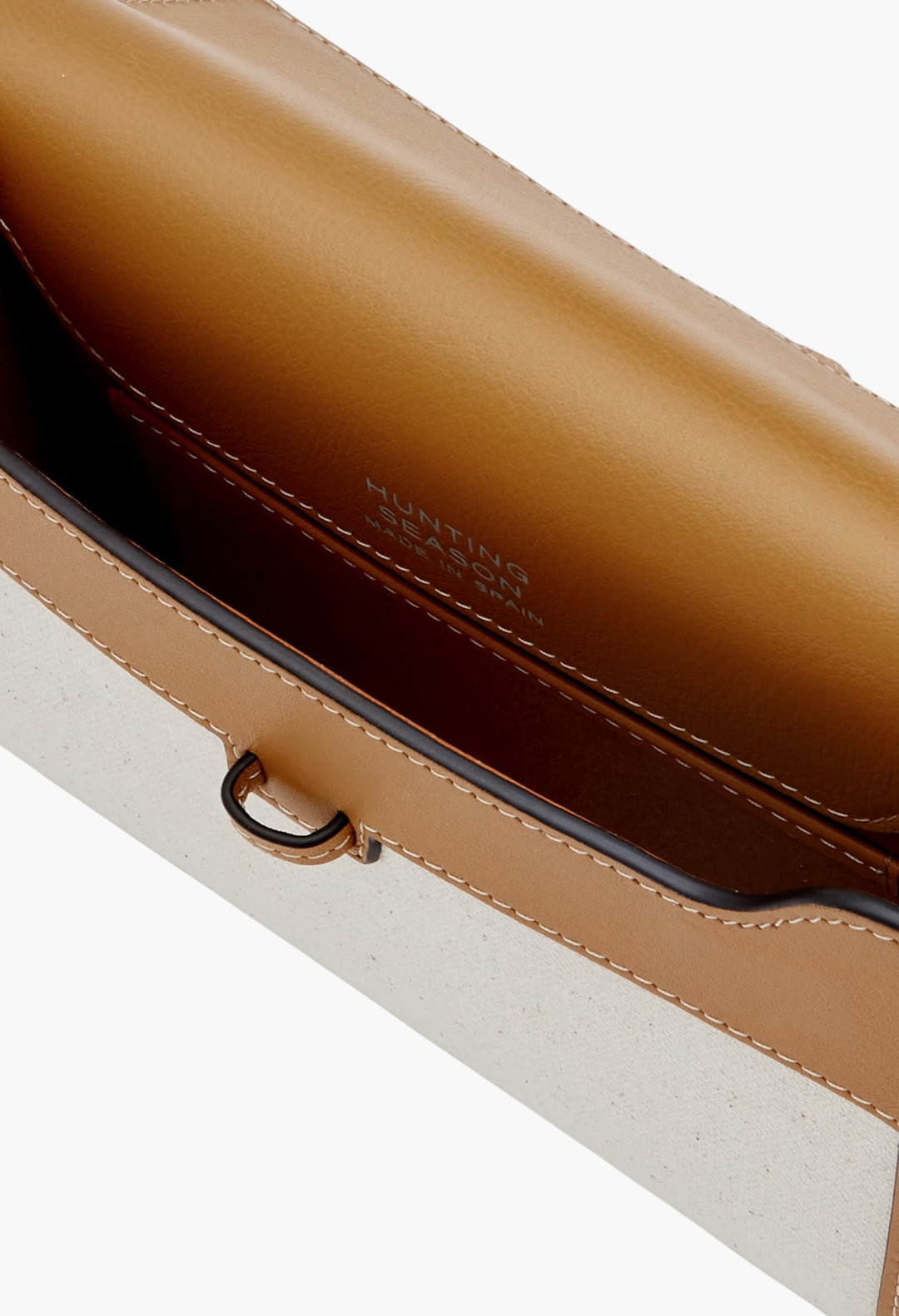 Camel - Canvas And Leather Clutch - GLAM MODA