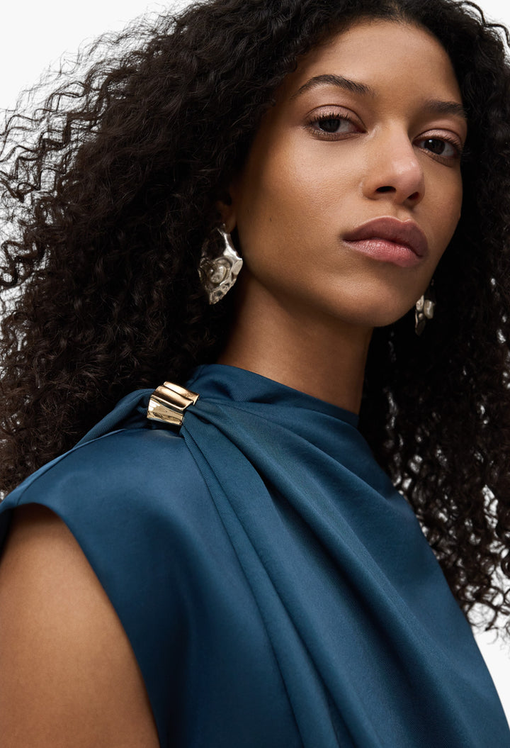 Canard Blue - Cape Long Jumpsuit Woman - GLAM MODA