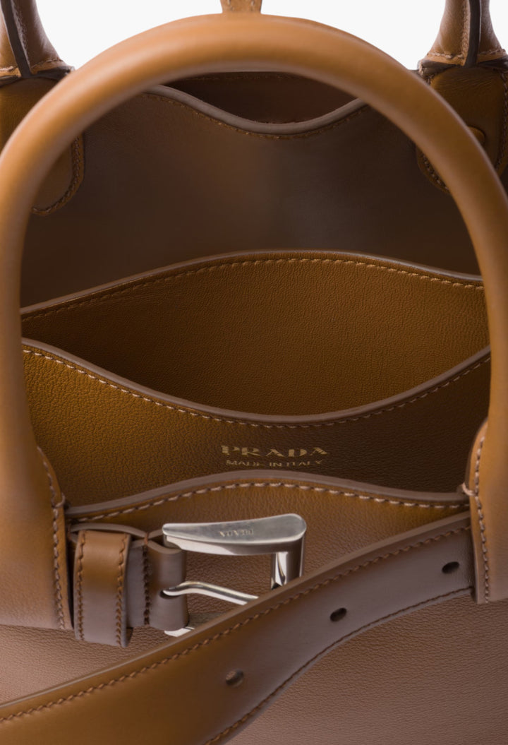 Caramel - Prada Buckle Small Leather Handbag With Belt - GLAM MODA