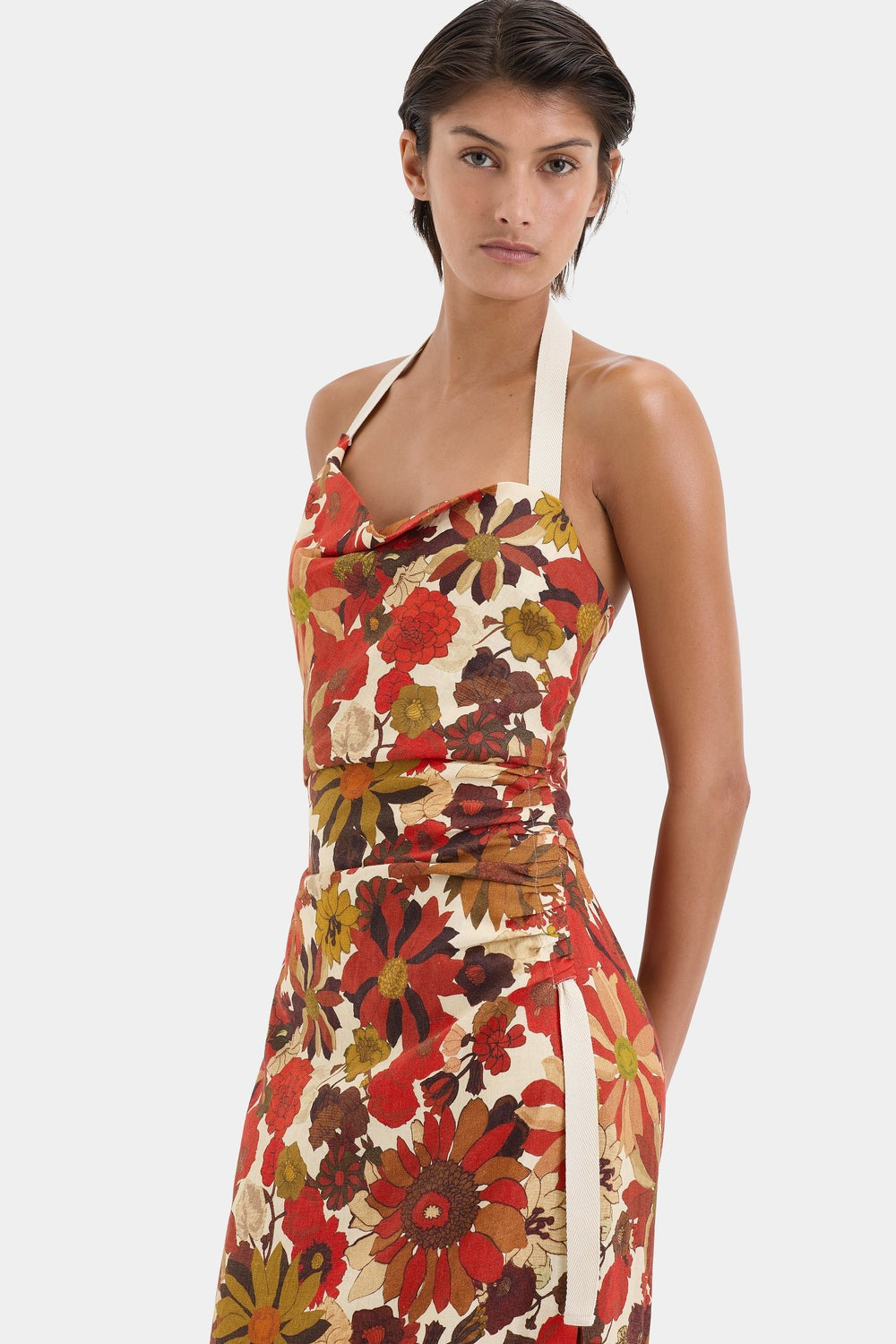 Castella Gathered Midi Dress - GLAM MODA