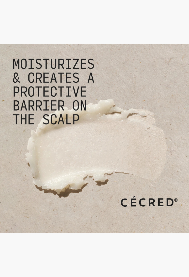 GLAM MODA Hair & Scalp Balm texture swatch showing a creamy white moisturizing formula on a neutral background