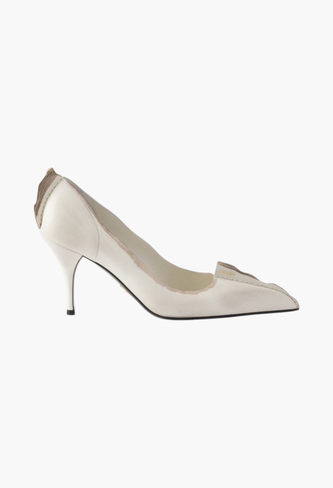 Chalk White - Antiqued Leather Pumps - GLAM MODA