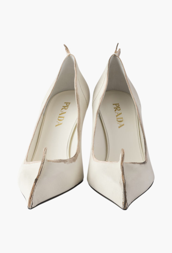 Chalk White - Antiqued Leather Pumps - GLAM MODA