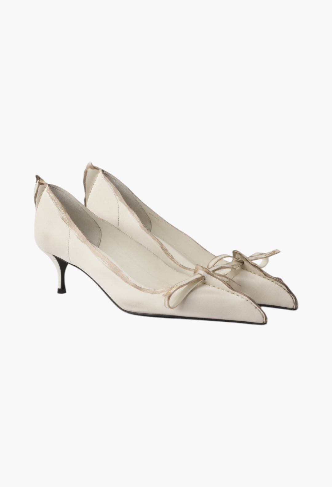 Chalk White - Antiqued Leather Pumps - GLAM MODA