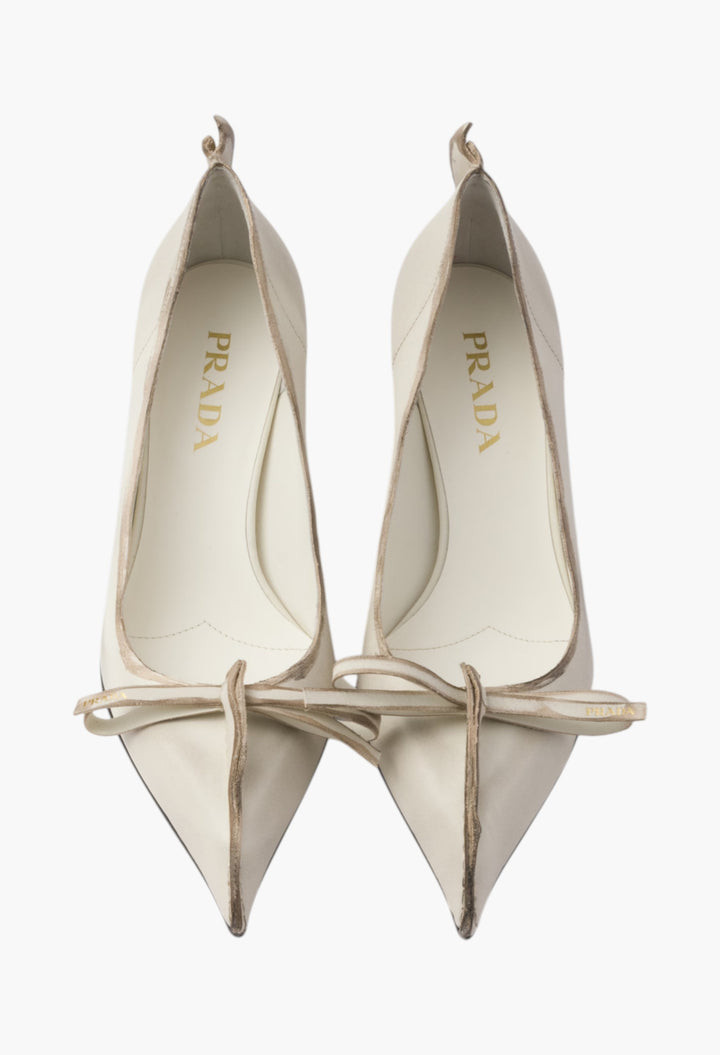 Chalk White - Antiqued Leather Pumps - GLAM MODA