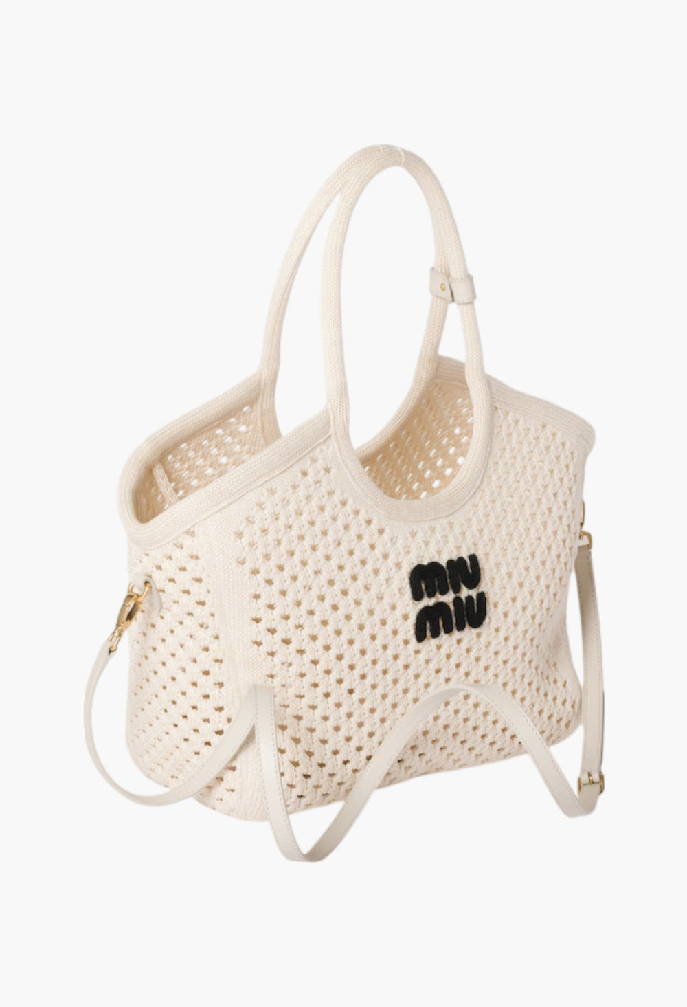 Chalk White/Black - IVY Cotton Mesh Tote Bag - GLAM MODA