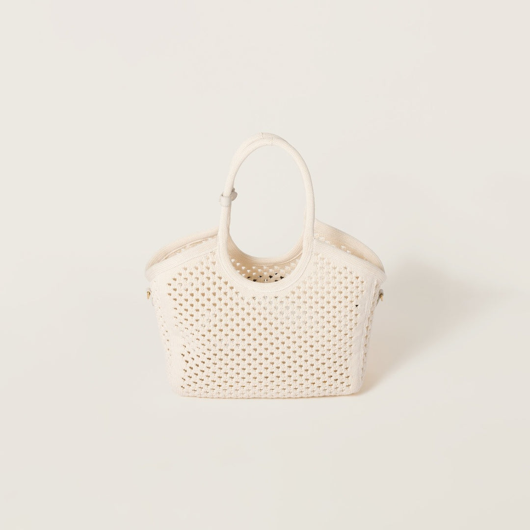 Chalk White/Black - IVY Cotton Mesh Tote Bag - GLAM MODA