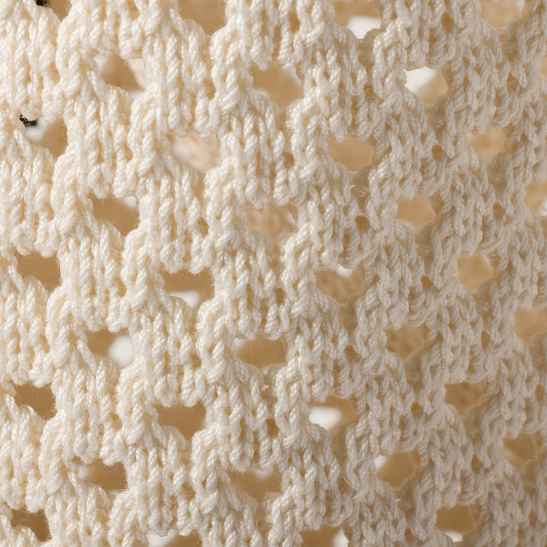 Chalk White/Black - IVY Cotton Mesh Tote Bag - GLAM MODA