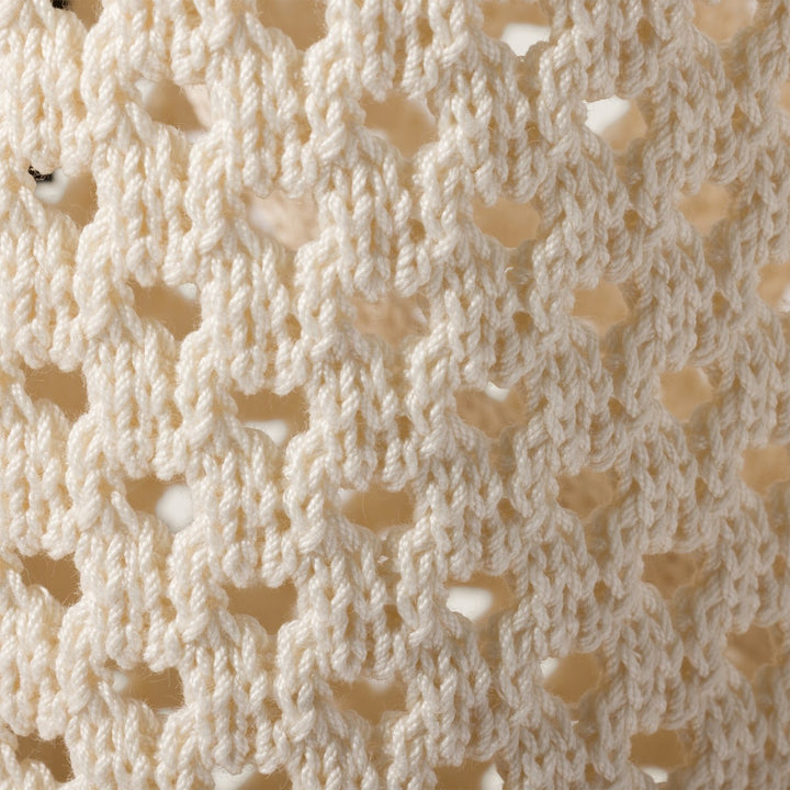 Chalk White/Black - IVY Cotton Mesh Tote Bag - GLAM MODA