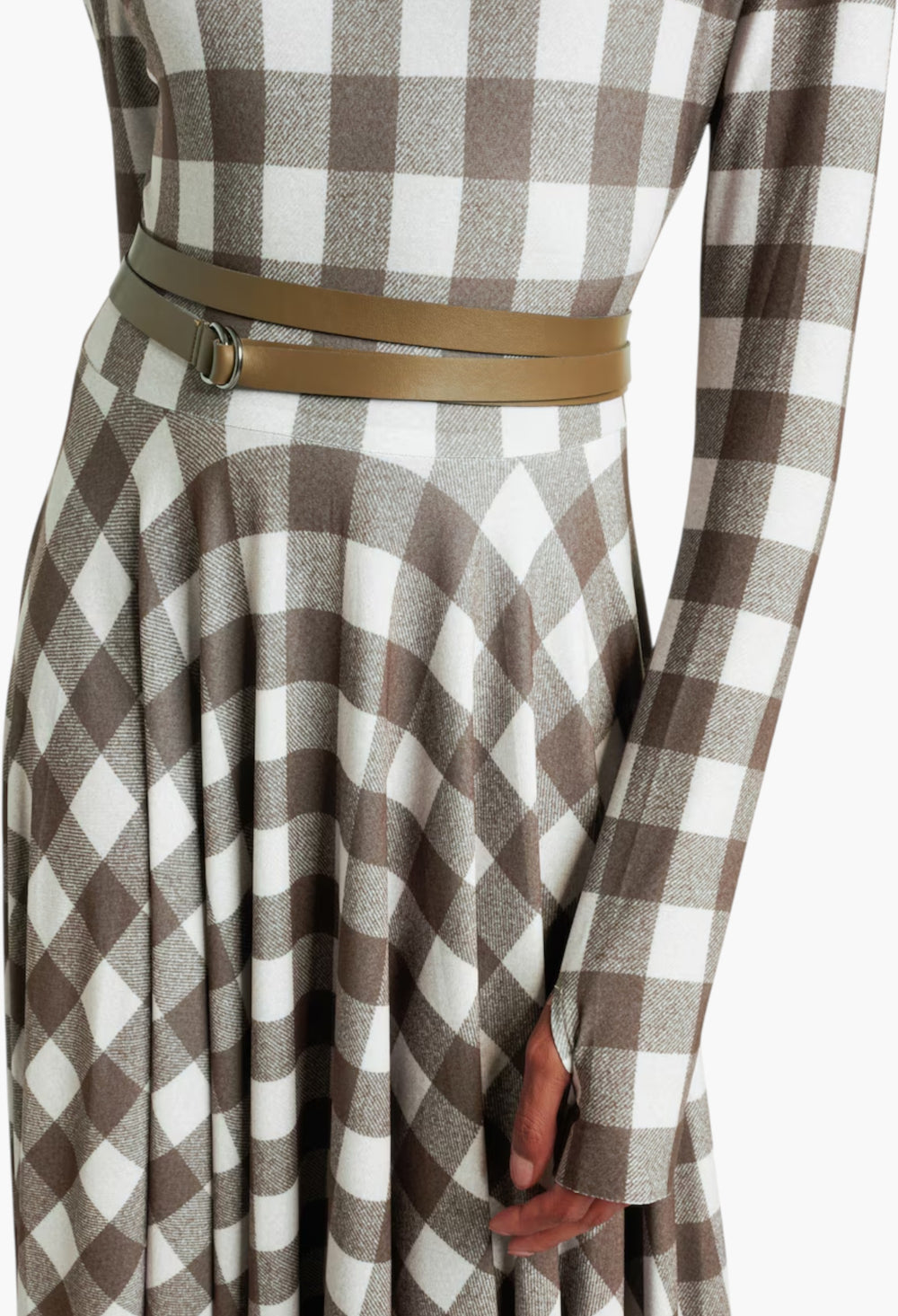 Checked Turtleneck Jersey Midi Dress - GLAM MODA