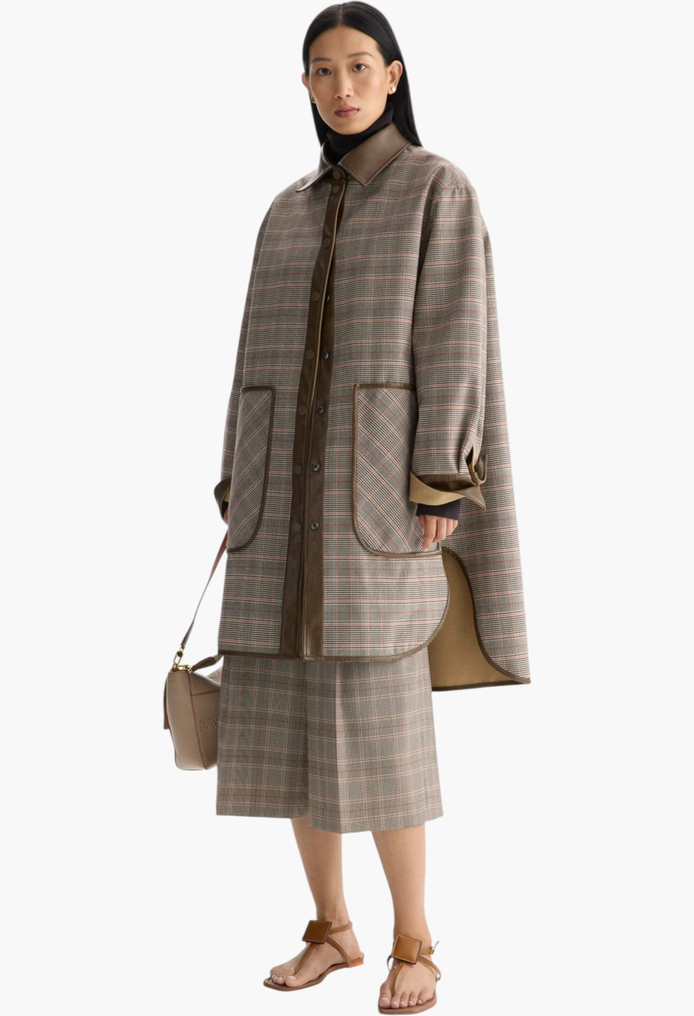 Chequered Double Nylon Reversible Coat - GLAM MODA