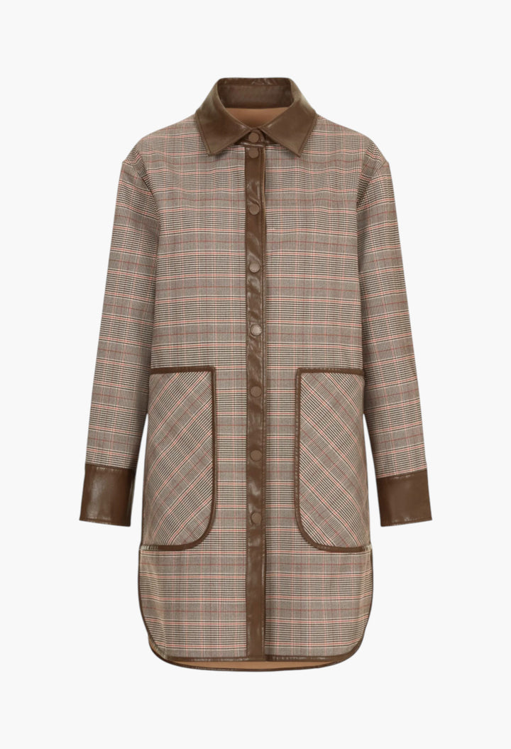 Chequered Double Nylon Reversible Coat - GLAM MODA