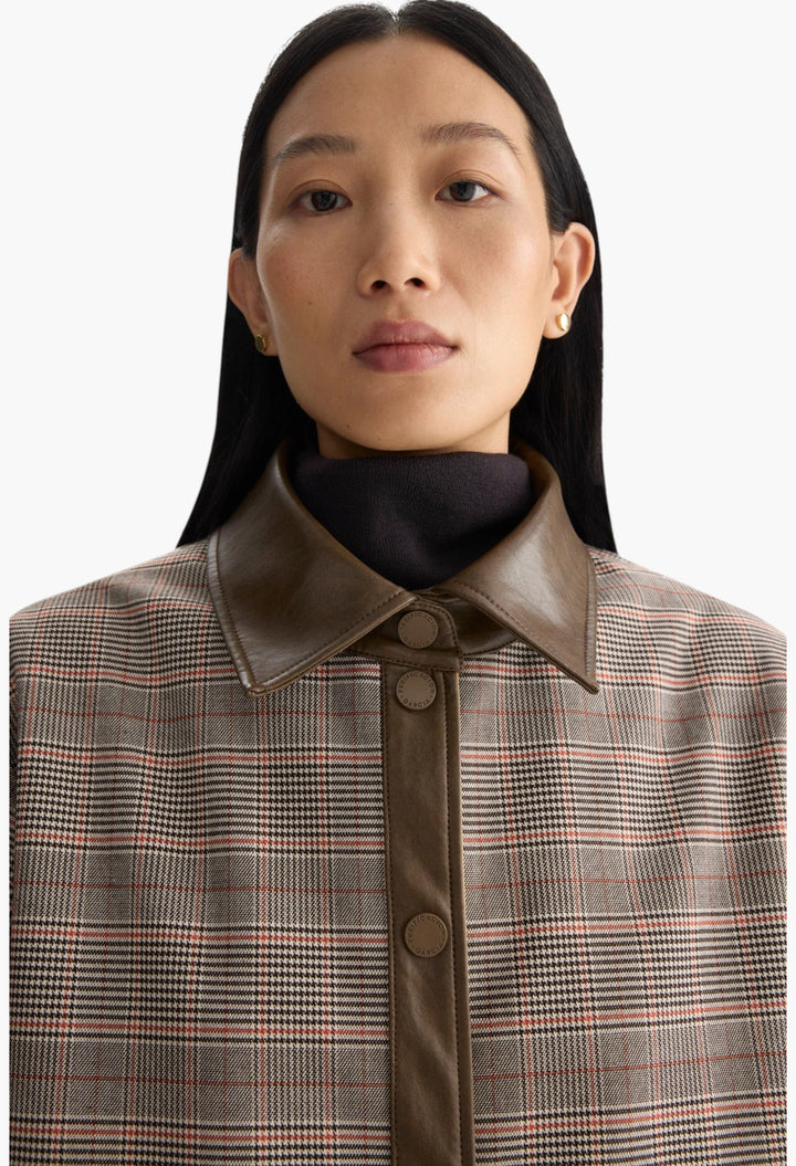 Chequered Double Nylon Reversible Coat - GLAM MODA