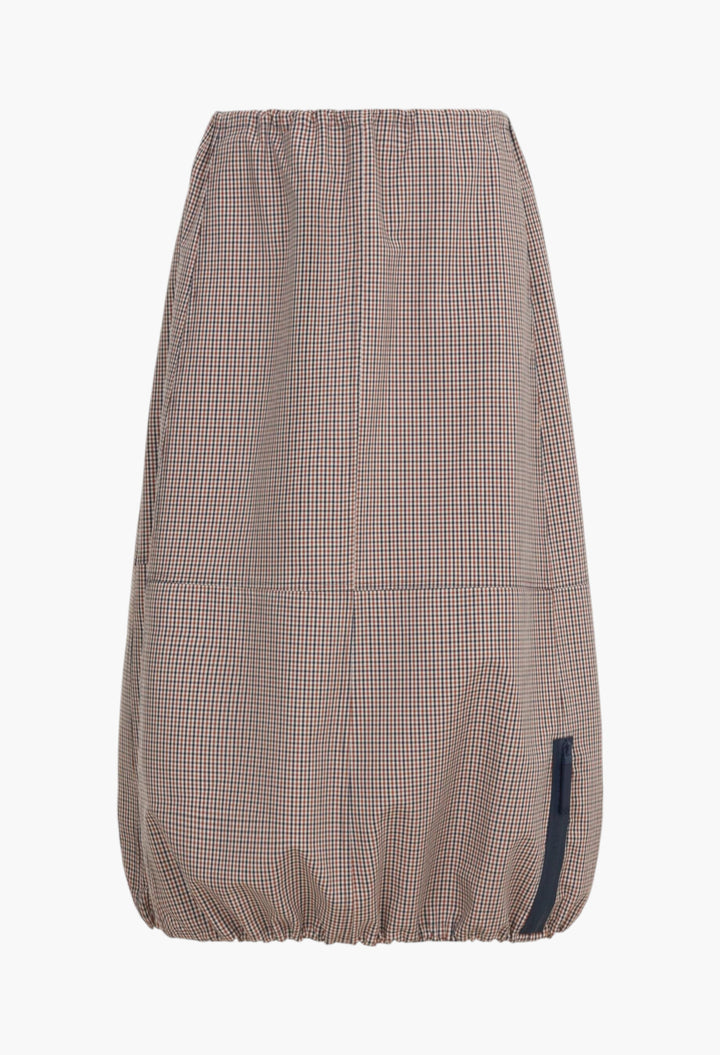 Chequered Technical Cotton Balloon-Fit Skirt - GLAM MODA