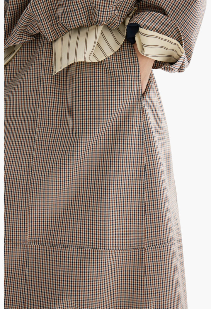 Chequered Technical Cotton Balloon-Fit Skirt - GLAM MODA