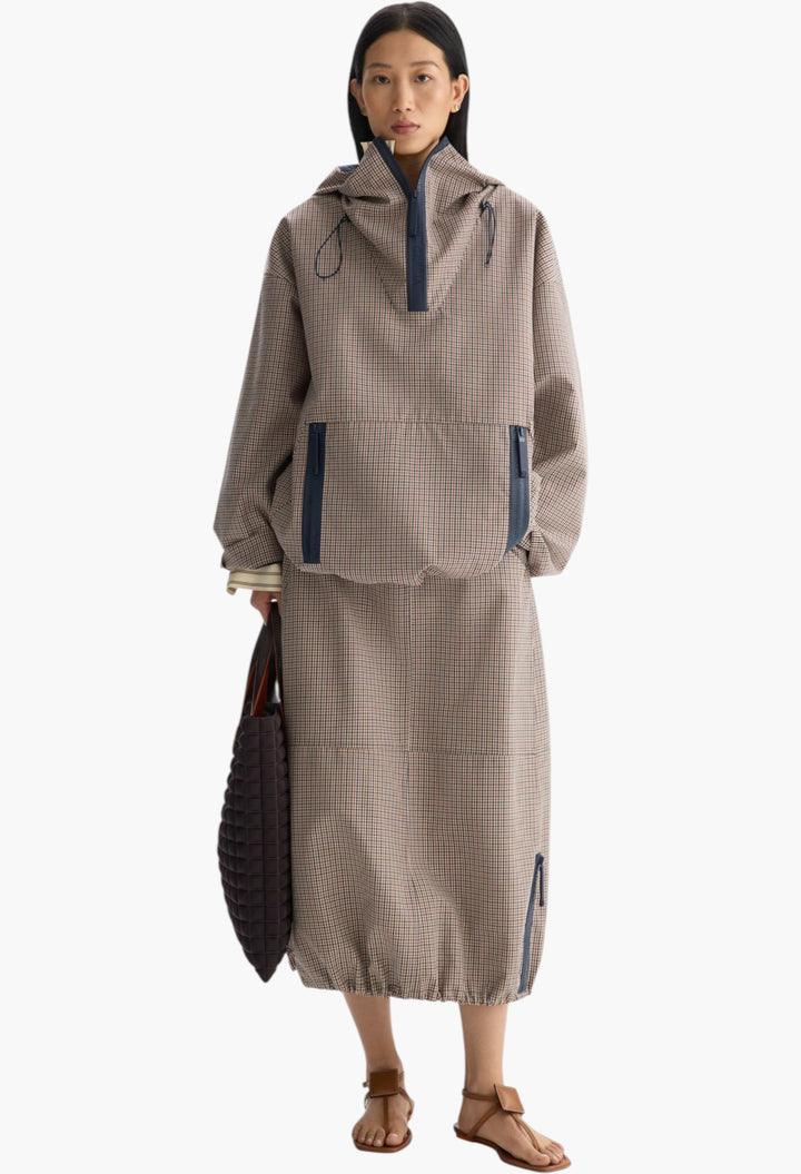 Chequered Technical Cotton Balloon-Fit Skirt - GLAM MODA