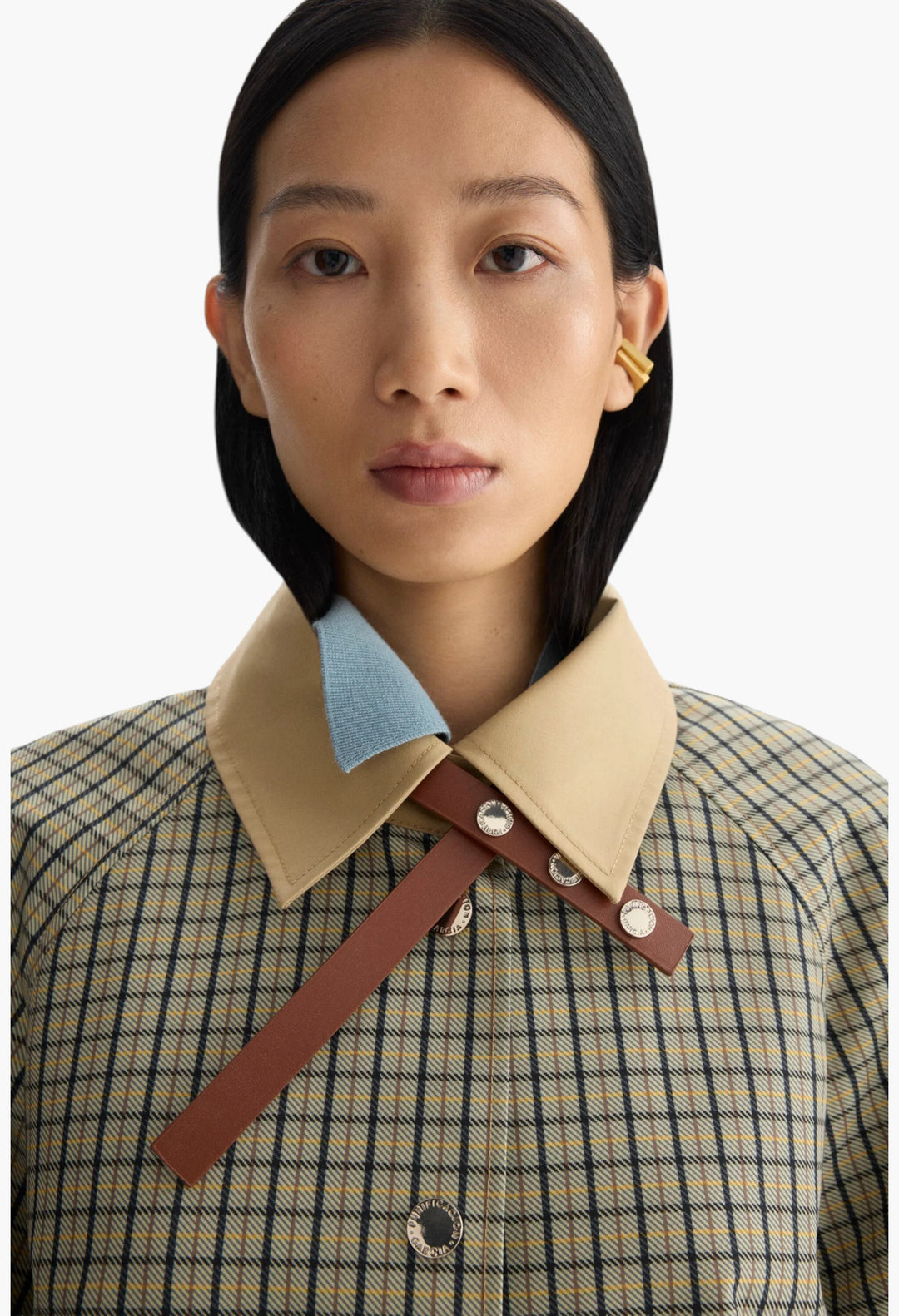 Chequered Technical Cotton Straight-Fit Trench Coat - GLAM MODA