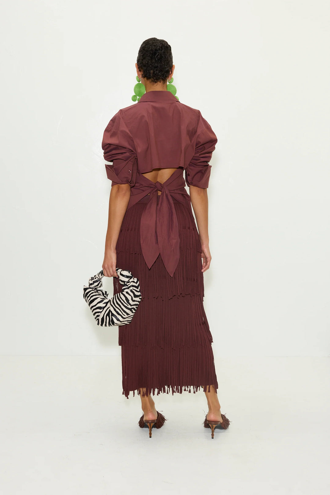 Choco Brown  - Loch Poplin Button Up - GLAM MODA