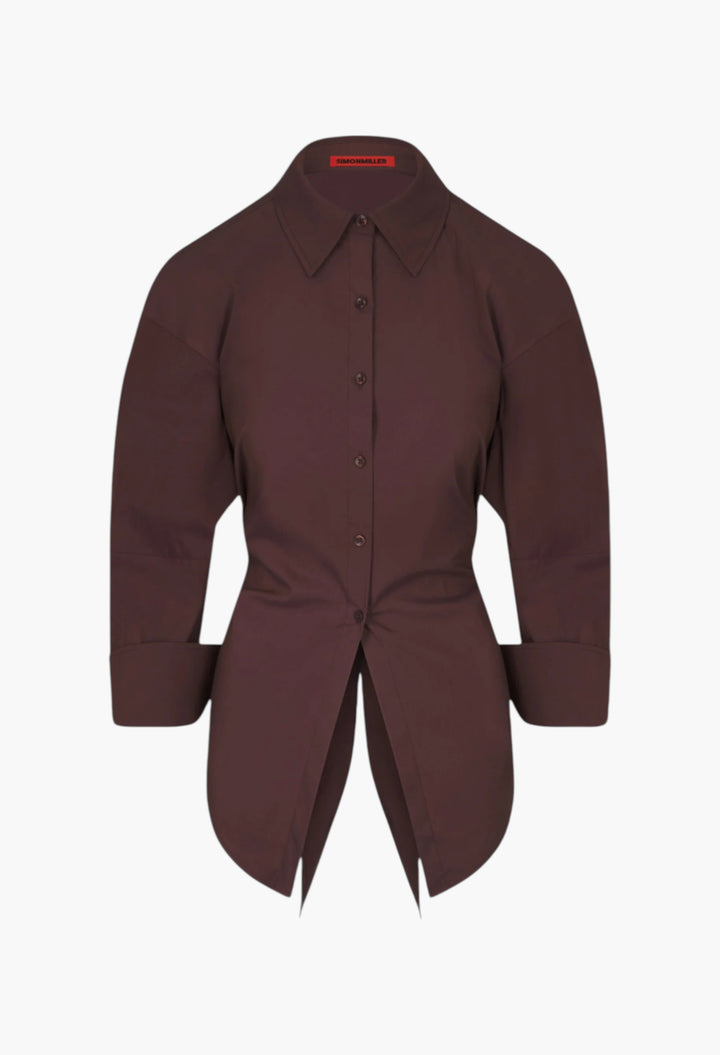 Choco Brown  - Loch Poplin Button Up - GLAM MODA