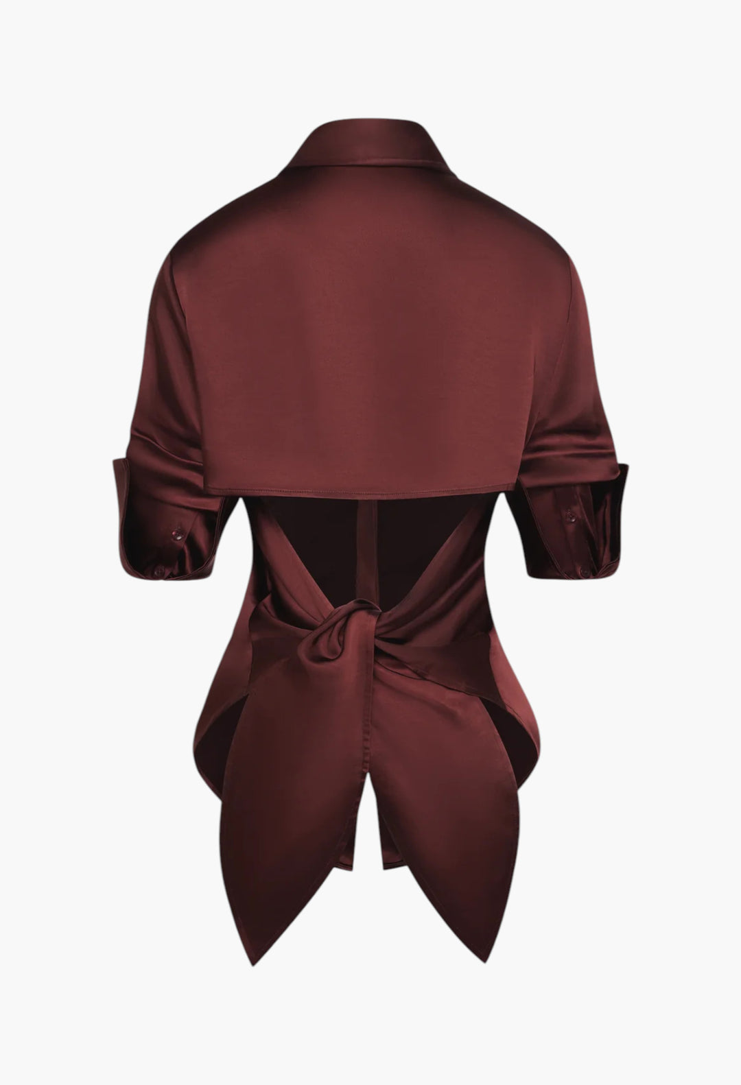 Choco Brown - Loch Satin Button Up - GLAM MODA