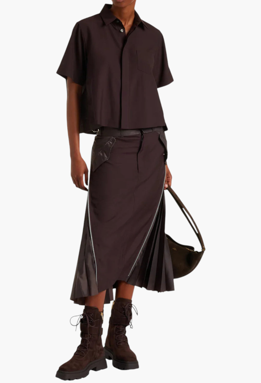 Chocolate - Noemi 45 Suede Combat Boots - GLAM MODA