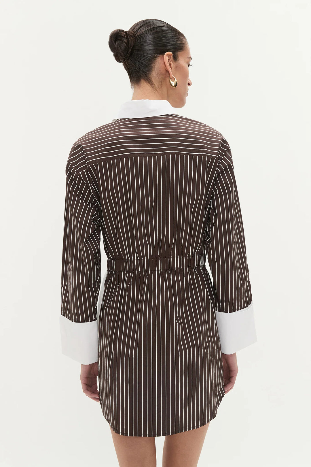 Chocolate stripe - Palmer Striped Shirt Dress - GLAM MODA