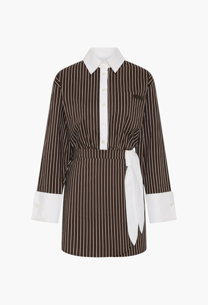 Chocolate stripe - Palmer Striped Shirt Dress - GLAM MODA
