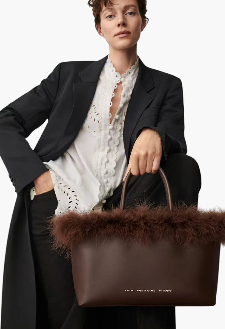 Shopper with Feathers Black