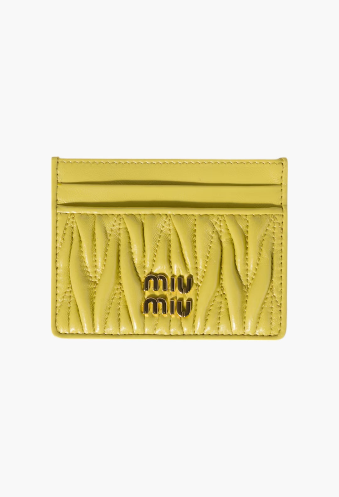 Citron Yellow - Matelassé Nappa Leather Card Holder - GLAM MODA