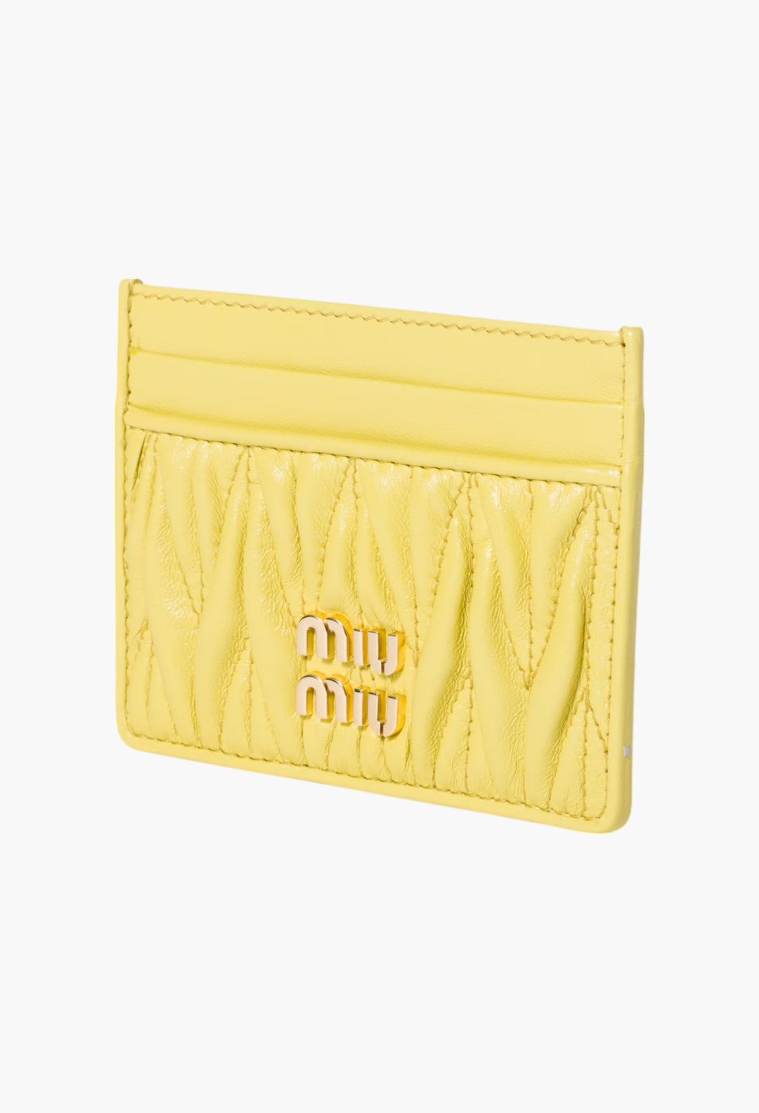 Citron Yellow - Matelassé Nappa Leather Card Holder - GLAM MODA